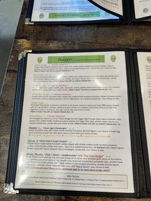 Burger menu  at Pythagoras Conscious Food Philosophy in Houston