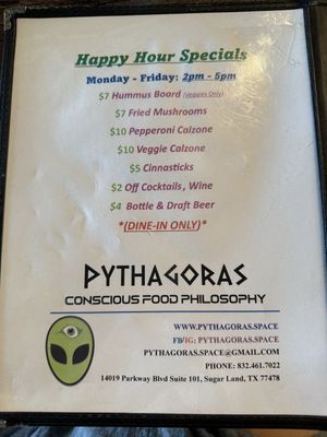 Happy hr special  at Pythagoras Conscious Food Philosophy in Houston
