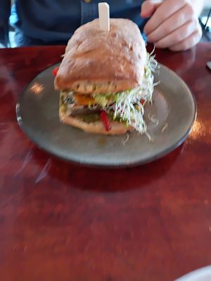 Veggie burger at motherduck in Goolwa