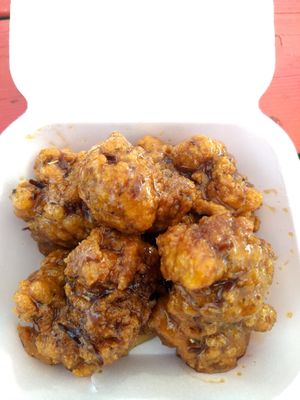 Asian orange chicken basket at Sassy's Vegetarian Soul Food in Austin