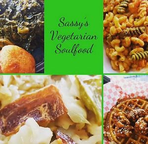 Menu items at Sassy's Vegetarian Soul Food in Austin