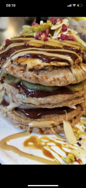 Vegan spelt pancakes  at Kat's Kitchen Brunch Club in Split