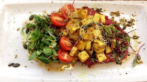 Rainbow hummus toast at Kat's Kitchen Brunch Club in Split