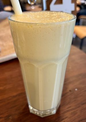 ‘Sunny’ smoothie (all their smoothies are ‘plant-based’ now )  at Foundation Cafe in Christchurch