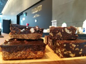 Raw snickers and nutty fudge  at Foundation Cafe in Christchurch