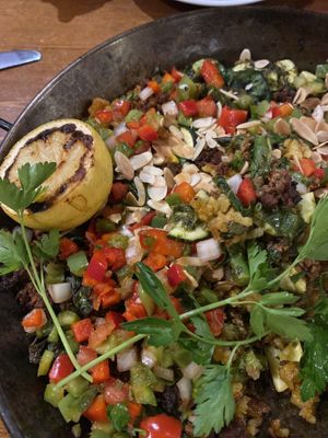 Vegan paella with veggies & soyrizo (serves 4 people)  at Luna Red in San Luis Obispo