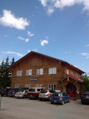 Outside at Alpine Bakery in Whitehorse