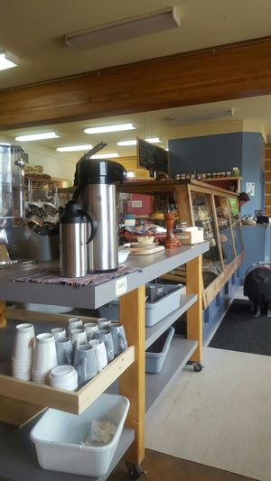 area of self-service  at Alpine Bakery in Whitehorse