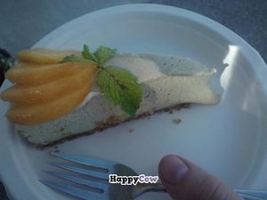 Raw cashew cheesecake (vegan).  at Alpine Bakery in Whitehorse