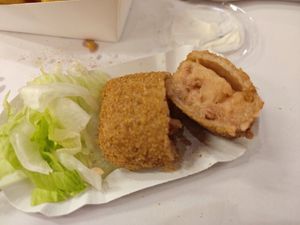 Inside the ham cheese crocket at Frituur Conny & Franky in Sint-niklaas