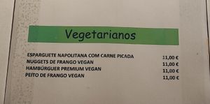 Menu Vegetariano at Adega Regional in Elvas