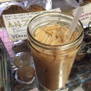 vegan iced Moko Jono  at Drunken Monkey Coffee Bar in Orlando