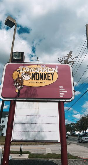 sign  at Drunken Monkey Coffee Bar in Orlando