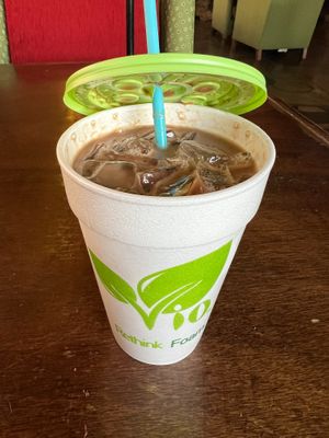16oz iced latte with soy milk and dark chocolate syrup at Drunken Monkey Coffee Bar in Orlando