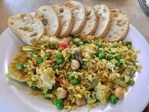 yellow rice special at Drunken Monkey Coffee Bar in Orlando