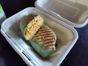 Treehugger (V)

Tofu Scramble, Bell Peppers, Onions, Spinach, Breakfast “Sausage,” Tomatoes, Tater Tots, Cheese at Drunken Monkey Coffee Bar in Orlando