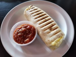 Vegan breakfast wrap with tofu scramble. at Drunken Monkey Coffee Bar in Orlando