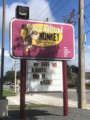 Outside sign at Drunken Monkey Coffee Bar in Orlando