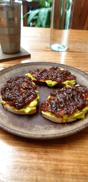 Vegan Tostada Rica at The Art Warehouse in San Juan Del Sur