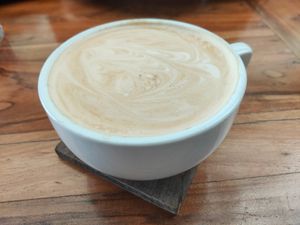 Large cappuccino with almond milk at The Art Warehouse in San Juan Del Sur