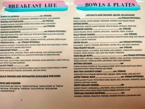 Food Menu at The Art Warehouse in San Juan Del Sur