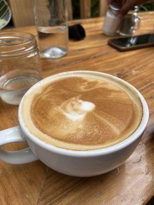 Vegan cappuccino with almond milk mm  at The Art Warehouse in San Juan Del Sur