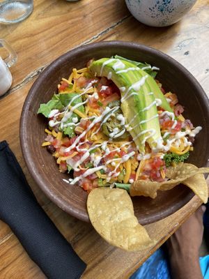 Vegetarian taco bowl   at The Art Warehouse in San Juan Del Sur