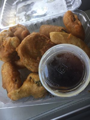 Tempura Vegetables. Delicious, but heavy. at Vegan Thyme in Newbury Park