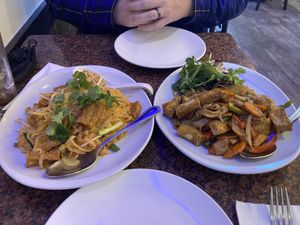 Pad Thai and drunken noodle!  at Vegan Thyme in Newbury Park