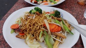 Chow mein with soy chicken!   at Vegan Thyme in Newbury Park
