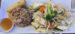 Mixed veggie with soft tofu lunch combo.  at Vegan Thyme in Newbury Park