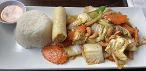 Lunch special. Cashew w/ veg    at Vegan Thyme in Newbury Park