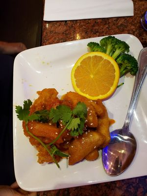 Orange soy chicken at Vegan Thyme in Newbury Park