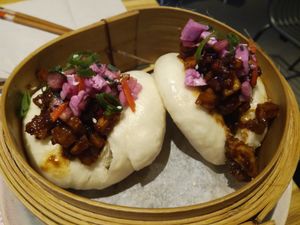 Vegan tofu & tempeh bao buns at Don's Noodle Shop in Tilburg