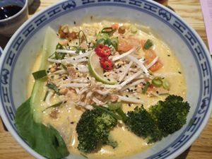 Vegan coconut lemongrass noodle soup at Don's Noodle Shop in Tilburg