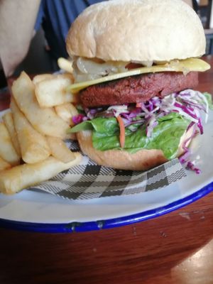 Vegan cheeseburger at Good Thanks in Darwin