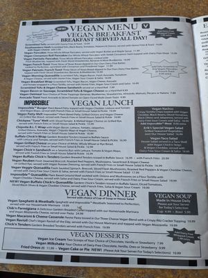 Dedicated Vegan Menu at Colony Diner in Wallingford