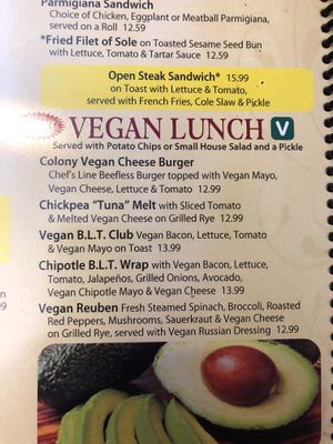Vegan lunches at Colony Diner in Wallingford