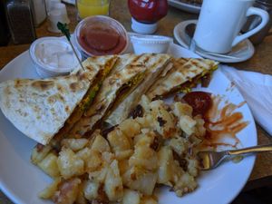 Vegan breakfast quesidilla at Colony Diner in Wallingford