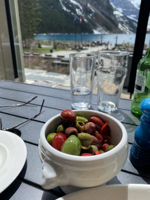 Olive bowl made vegan  at Lakeview Lounge in Lake Louise