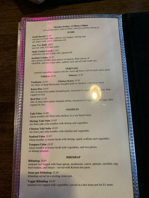 Menu at Mr.Sushi in Gahanna
