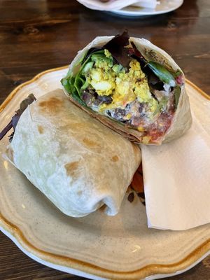 Spinach Florentine wrap with tofu.  at GOOD Place in Wellington