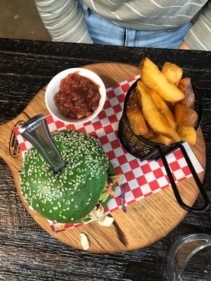 Vegan burger at Earthbound Bolton in Eltham