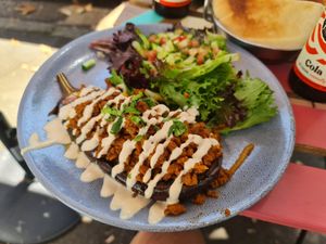 Meaty eggplant at Simply Hummus Bar in Darlinghurst