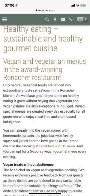 Everyday a special vegan menu at Das Ronacher in Spittal An Der Drau