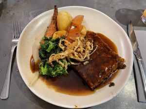 Nut roast from Sunday lunch menu  at The Old Lodge in Stroud