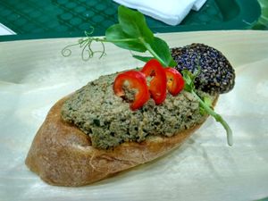 Super delicious Bruschetta with Chia-kaviar! at Veggie Bar in Minsk