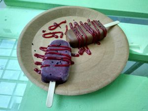 Blackberry and choco ice cream at Veggie Bar in Minsk