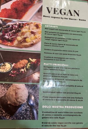 Menu vegano  at Ser Bacco in Rome
