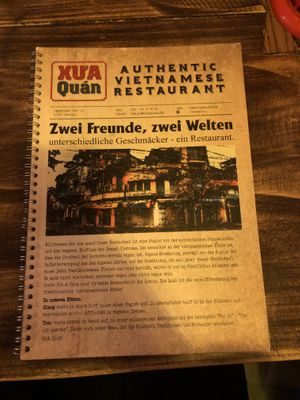 Menu  at Xua Quan in Berlin